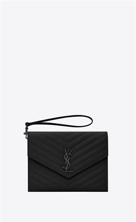 pochette uptown in pelle goffrata grain de poudre